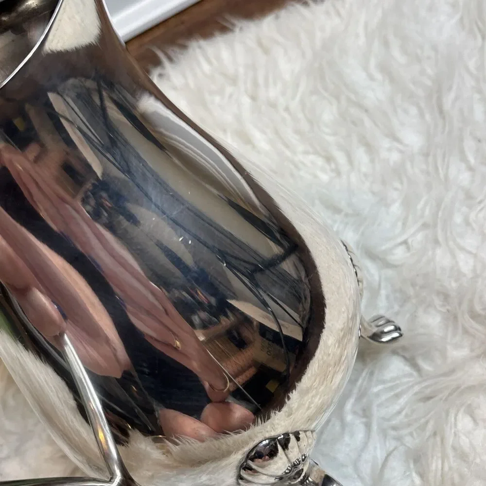 VINTAGE Leonard Silver Plate Footed Water Pitcher with Ice Lip Cottage Core